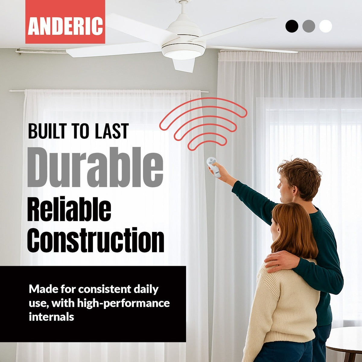 Anderic Substitute For Harbor Breeze TR214B KUJCE10712 Ceiling Fan Remote Control [RRTR214D]