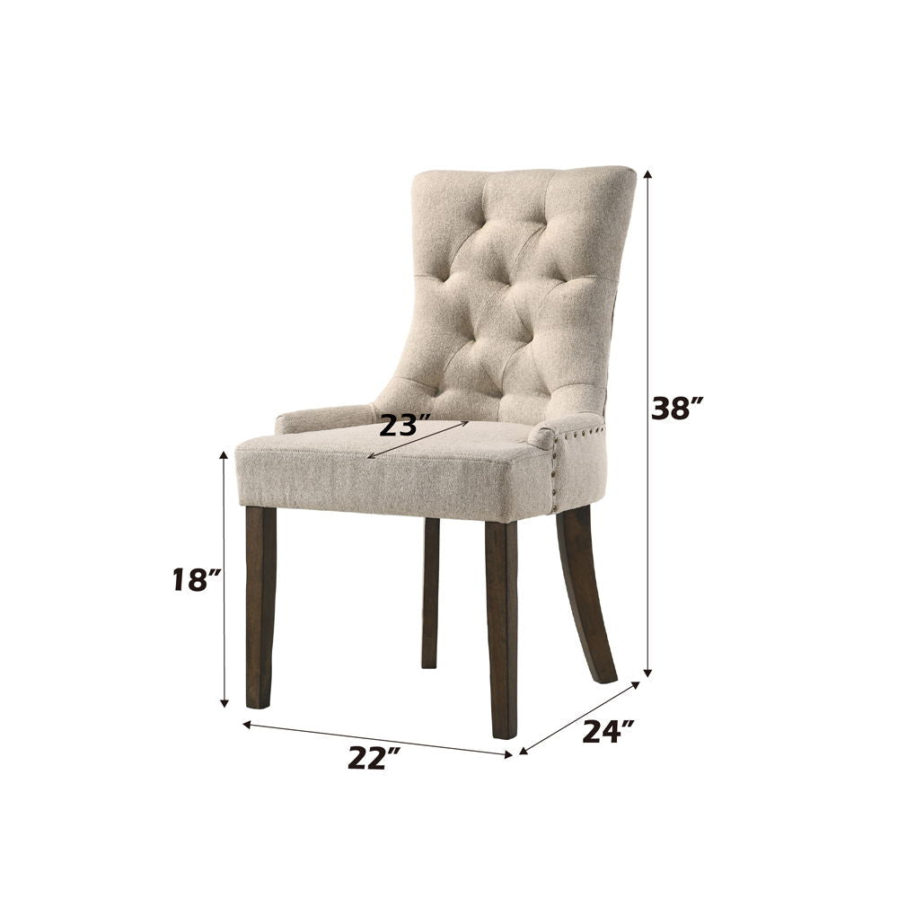 Yotam - Side Chair (Set of 2) - Beige Fabric & Salvaged Oak