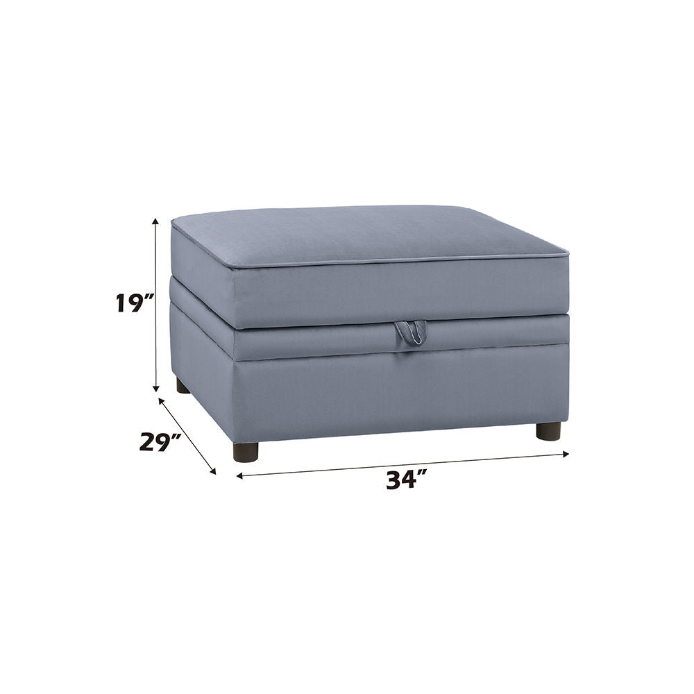 Bois II - Ottoman With Storage - Gray Velvet