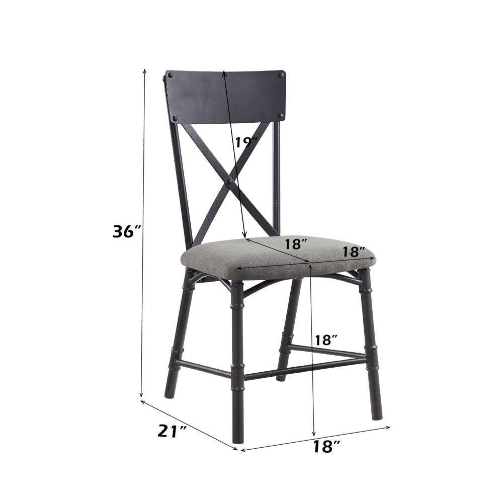 Edina - Side Chair (Set of 2) - Gray Fabric, Oak & Sandy Black