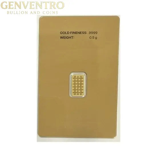 0.5 GRAM FRONTIER MINT .9999 FINE GOLD BAR - IN ASSAY CARD