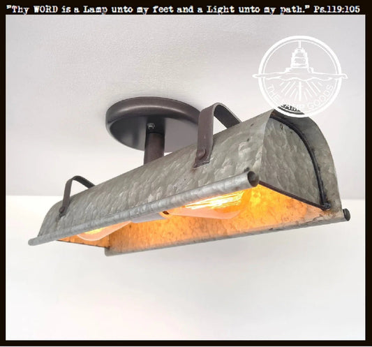 Galvanized Metal Farmhouse Ceiling Light | 17" Flush Mount
