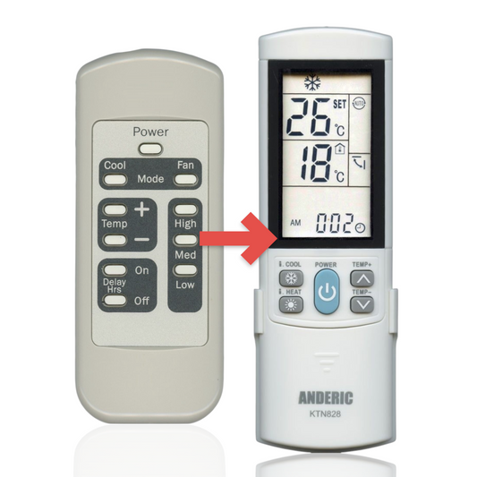 Anderic Substitute for GE WJ26X21700 Built In Air Conditioner Unit Remote Control [KTN828]
