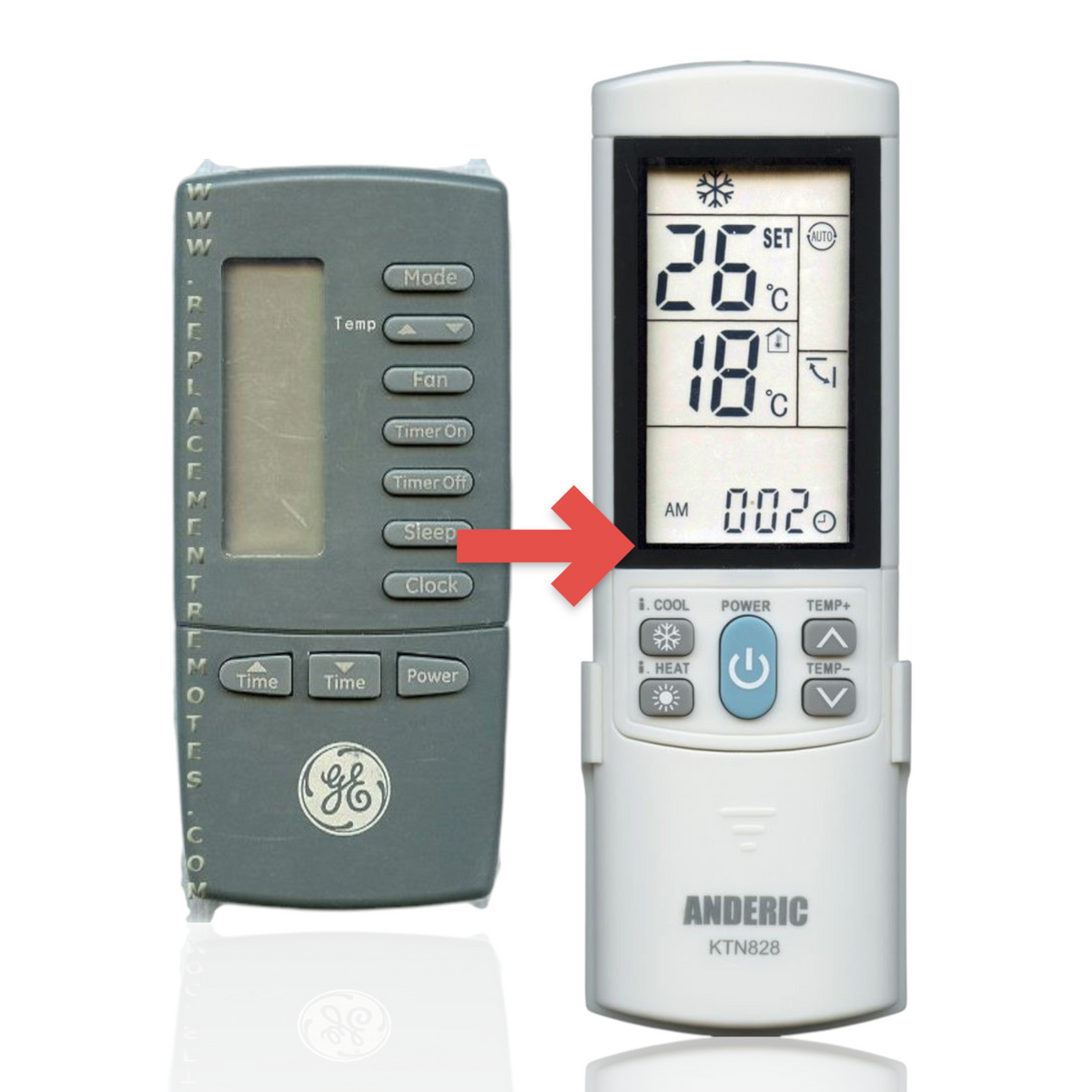 Anderic Substitute for GE General Electric Y612DF Air Conditioner Remote Control [KTN828]