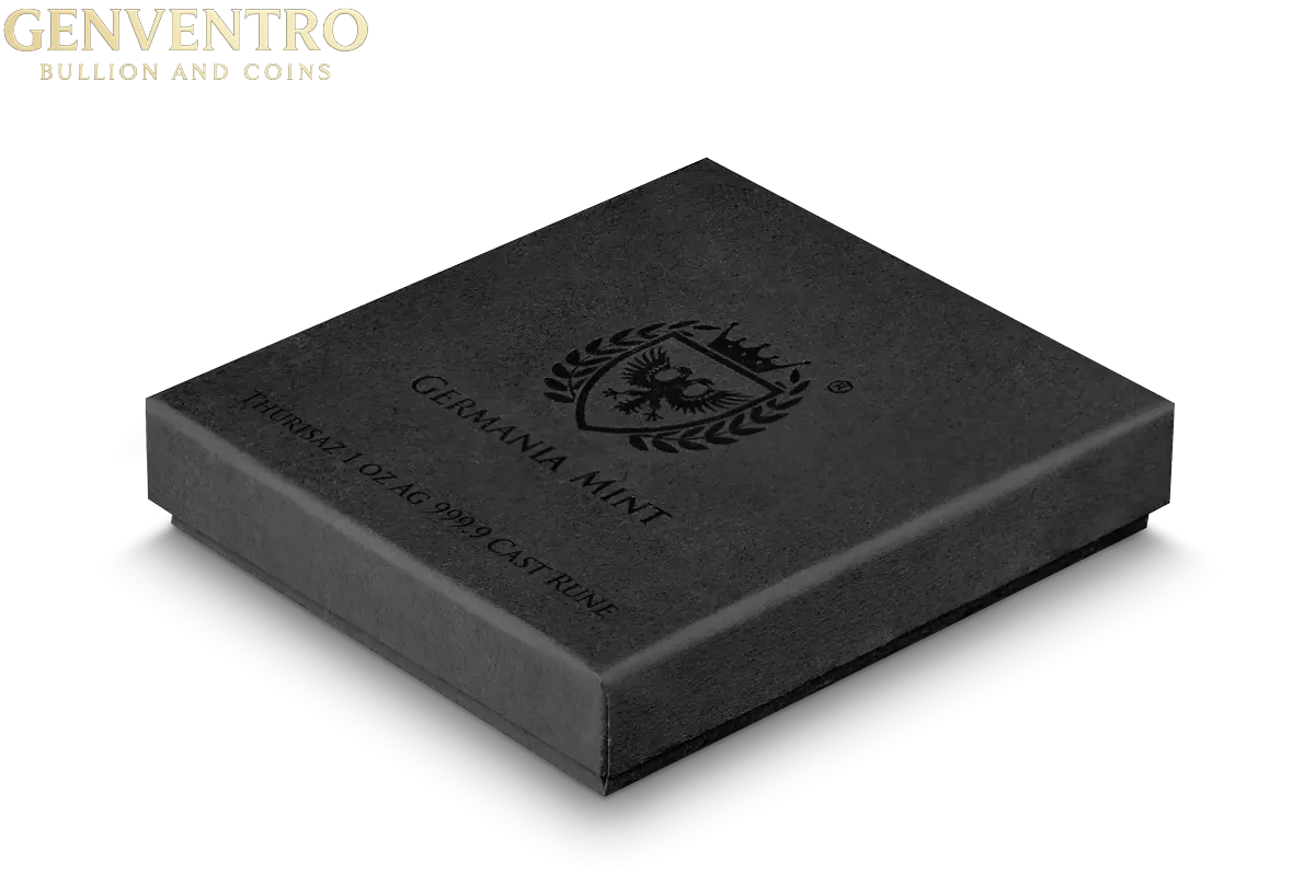 Germania Mint Thurisaz 1 oz Ag 999.9 Silver Cast Rune - New Sealed Box