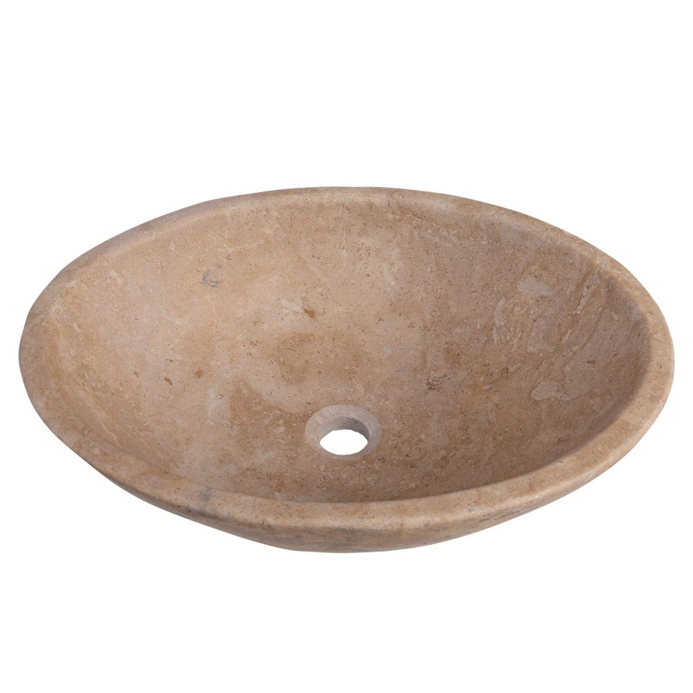 Walnut Travertine Natural Stone Bathroom Vessel Sink - Honed and Filled 16 x 20.5 x 6
