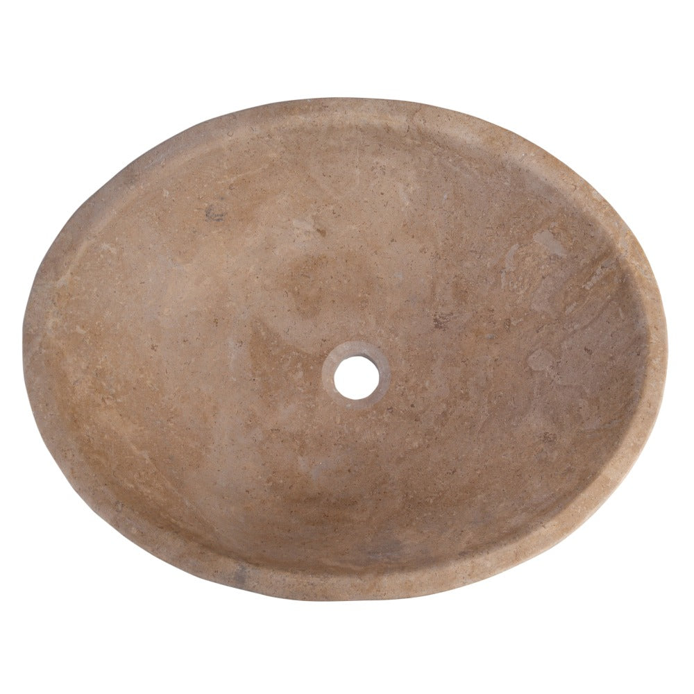 Walnut Travertine Natural Stone Bathroom Vessel Sink - Honed and Filled 16 x 20.5 x 6