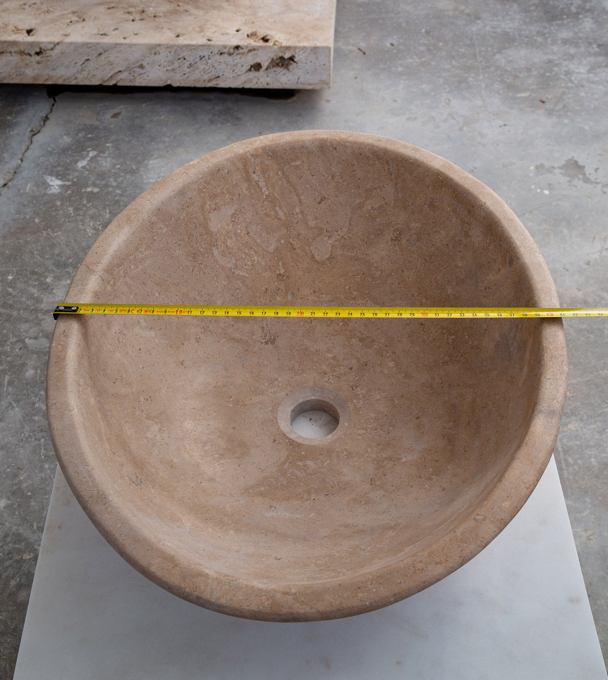 Walnut Travertine Natural Stone Bathroom Vessel Sink - Honed and Filled 16 x 20.5 x 6