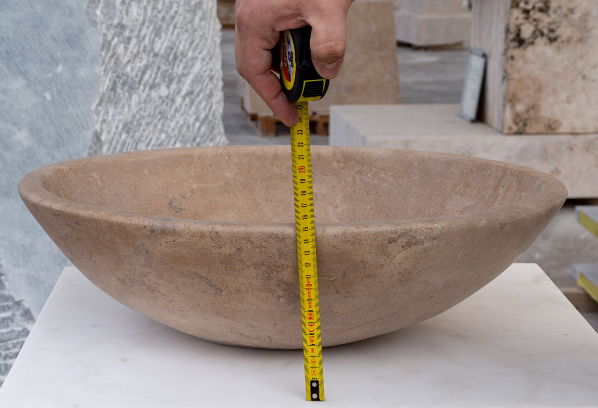 Walnut Travertine Natural Stone Bathroom Vessel Sink - Honed and Filled 16 x 20.5 x 6