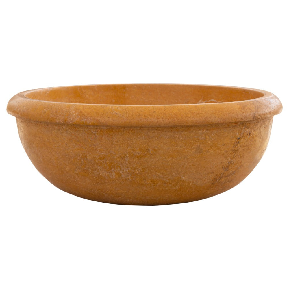 Golden Sienna Turkish Travertine Stone Vessel Sink - 16x6 Inch Round Honed and Filled
