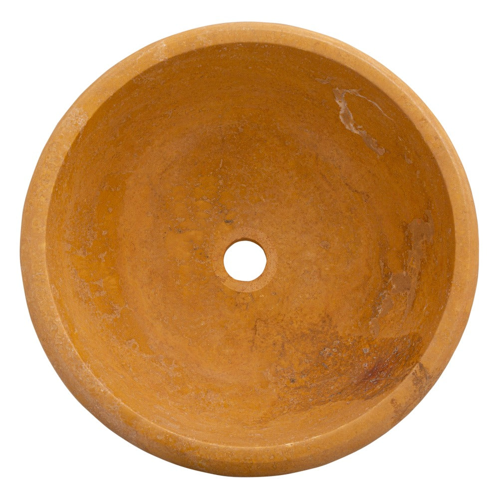 Golden Sienna Turkish Travertine Stone Vessel Sink - 16x6 Inch Round Honed and Filled