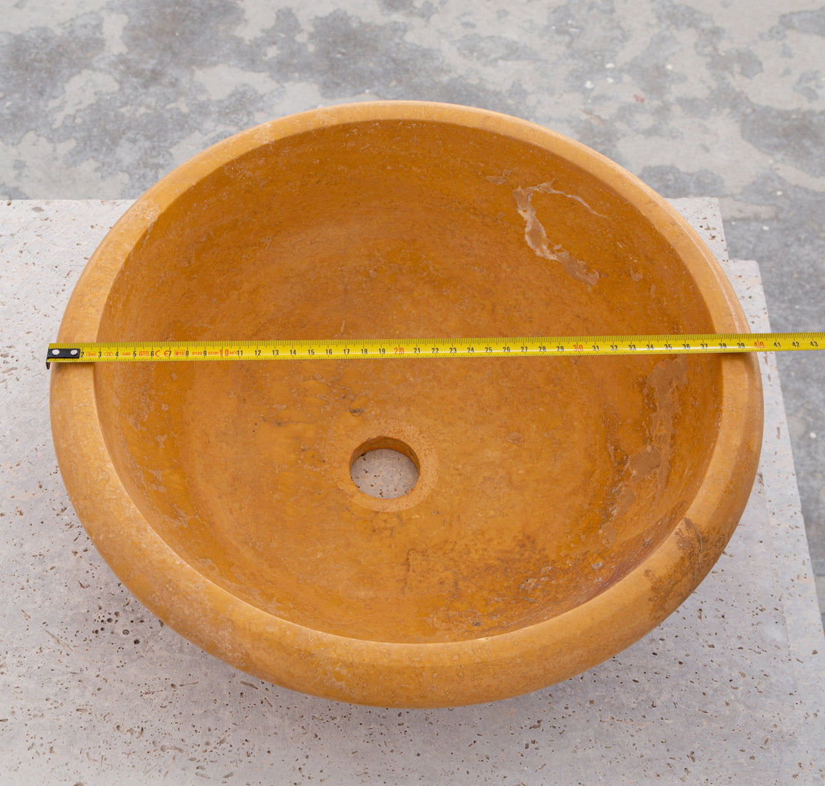Golden Sienna Turkish Travertine Stone Vessel Sink - 16x6 Inch Round Honed and Filled