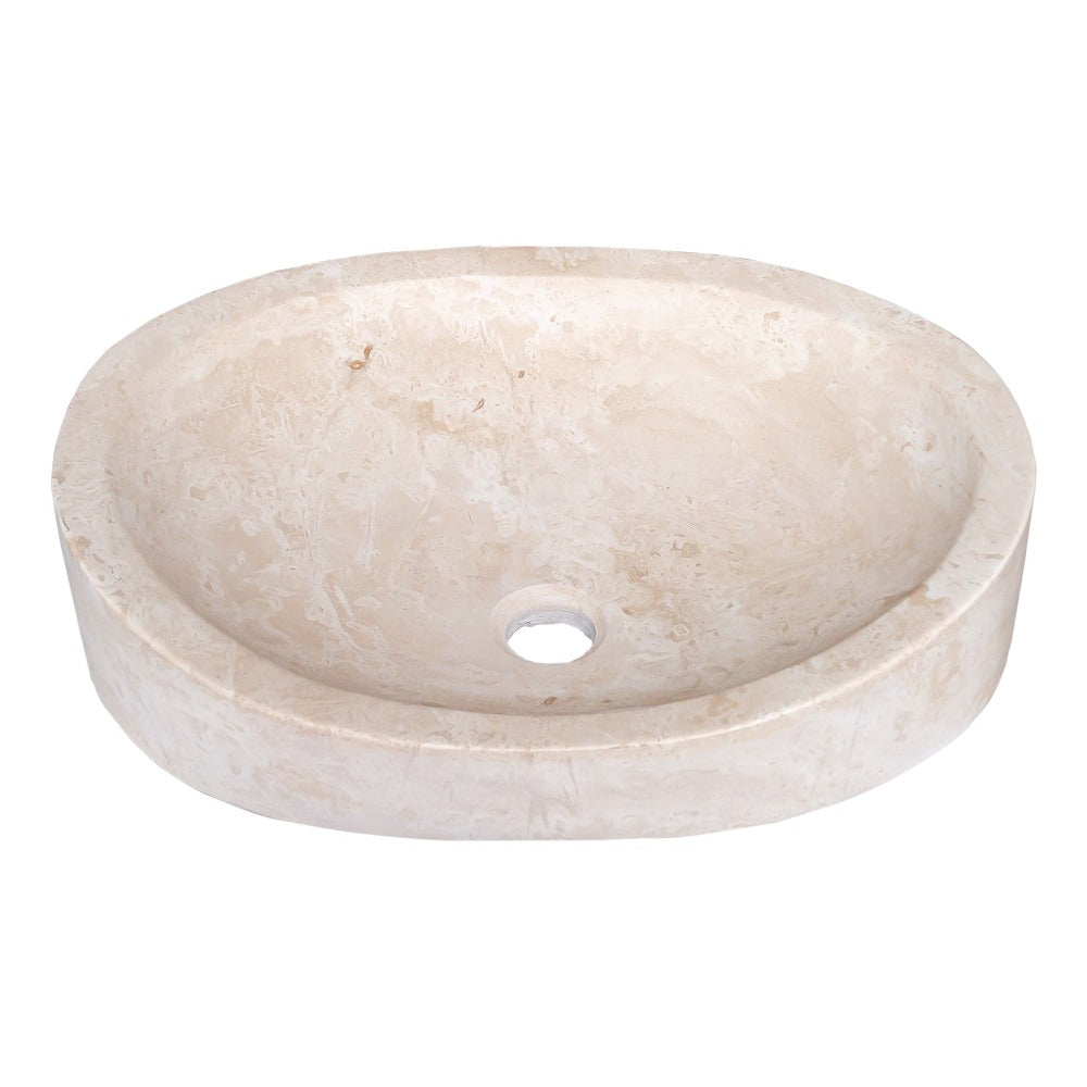Light Travertine Honed and Filled Vessel Sink Natural Stone 16 x 21.5 x 6 Inches