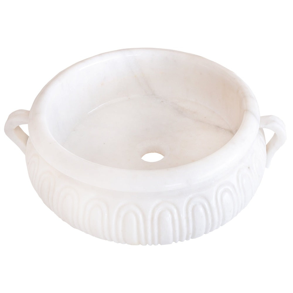 White Marble Vessel Sink Bowl - Polished 17x6 Diameter