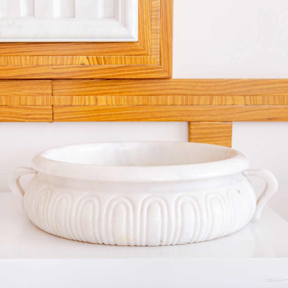 White Marble Vessel Sink Bowl - Polished 17x6 Diameter