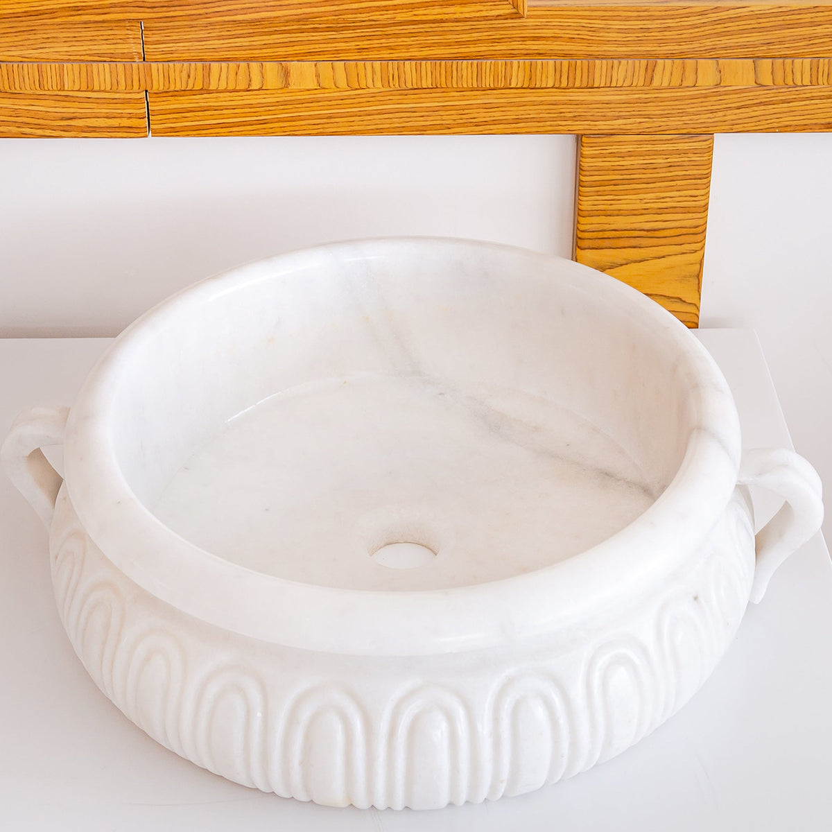 White Marble Vessel Sink Bowl - Polished 17x6 Diameter