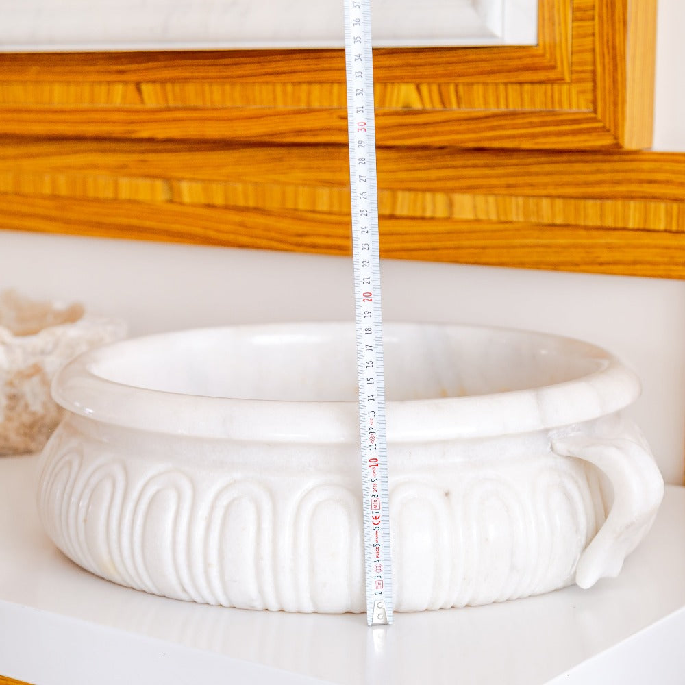 White Marble Vessel Sink Bowl - Polished 17x6 Diameter