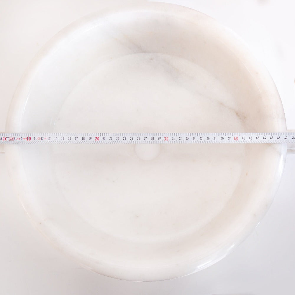 White Marble Vessel Sink Bowl - Polished 17x6 Diameter