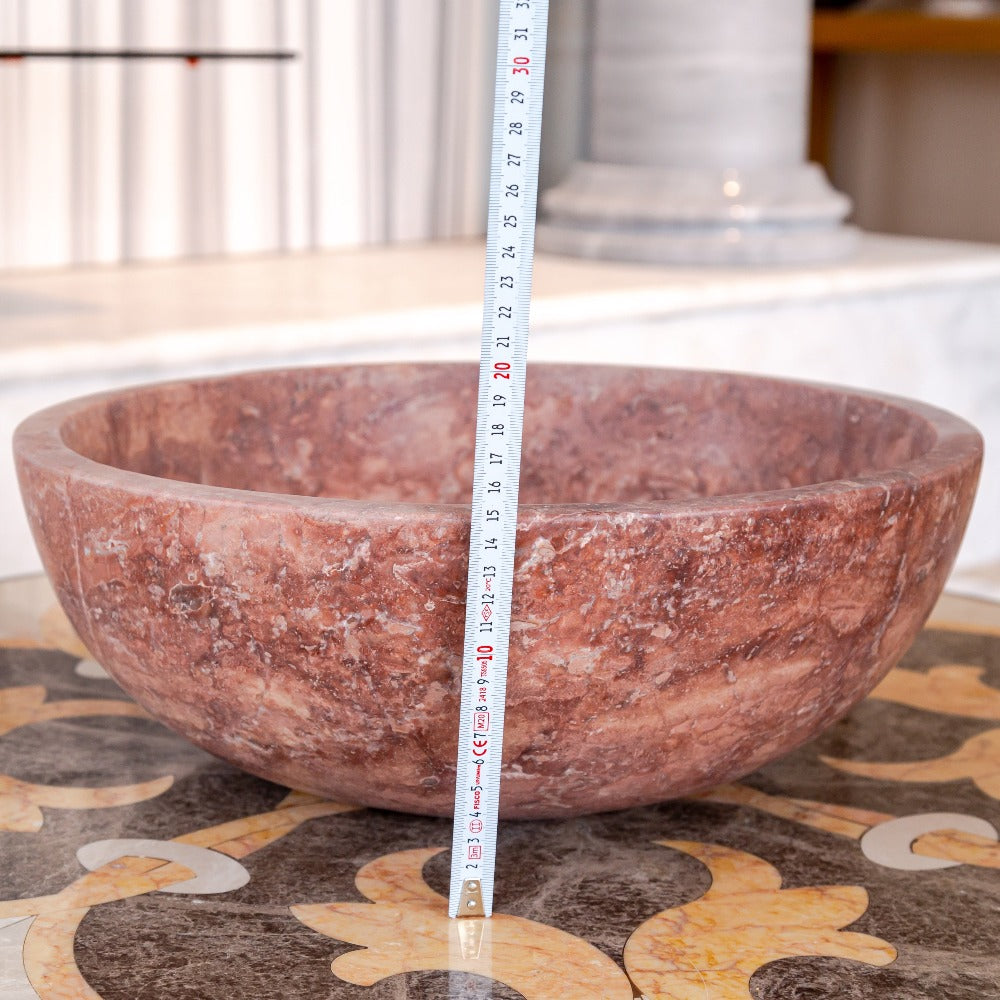 Premium Red Travertine Natural Stone Vessel Sink Honed Matte 16x6