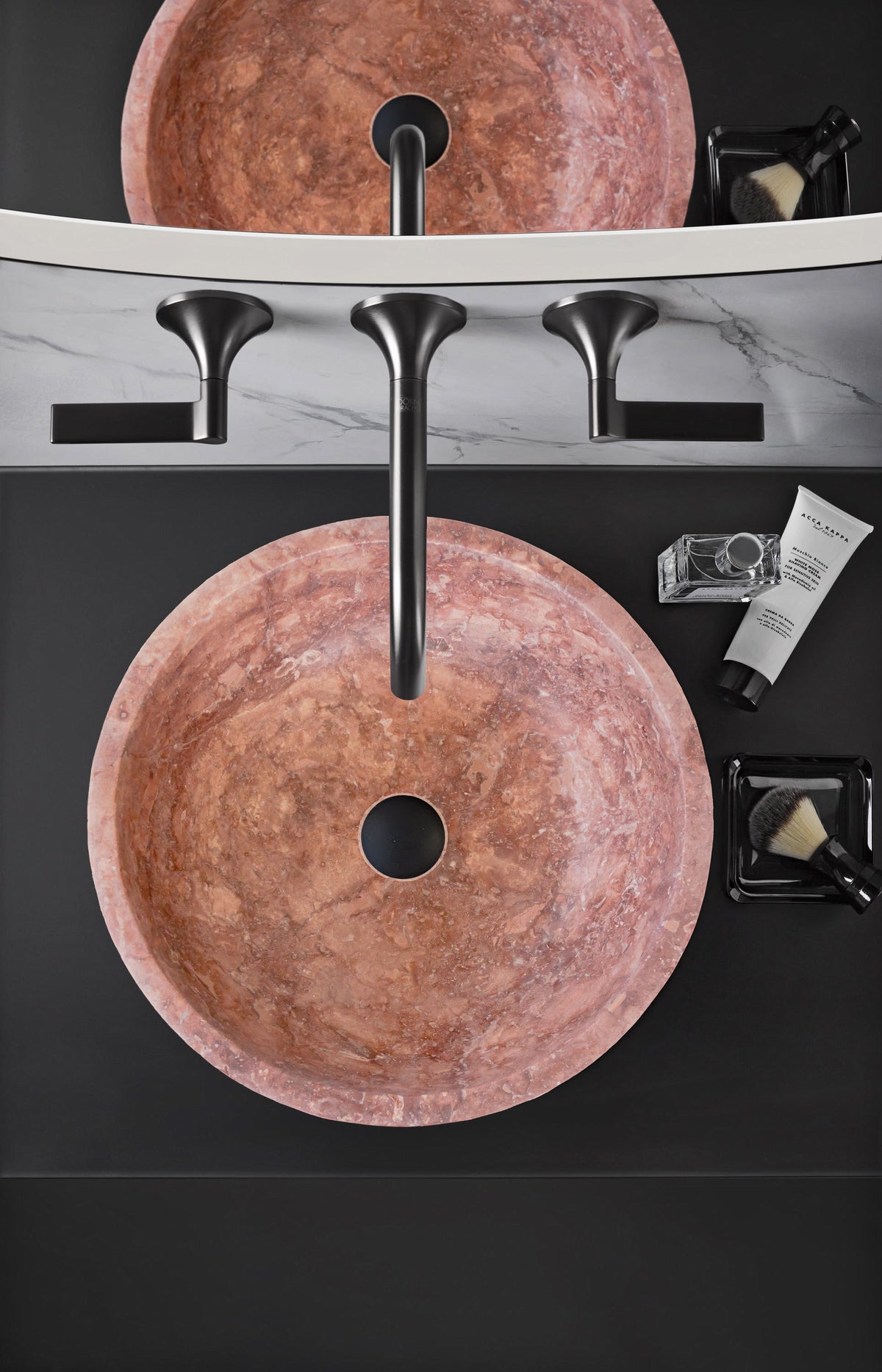 Premium Red Travertine Natural Stone Vessel Sink Honed Matte 16x6