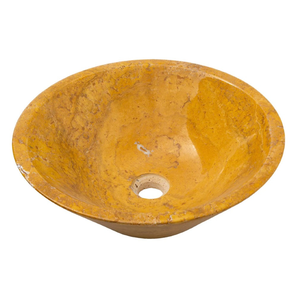 Golden Sienna Travertine V-Shaped Vessel Sink - Polished 16 Inch Diameter 6 Inch Height