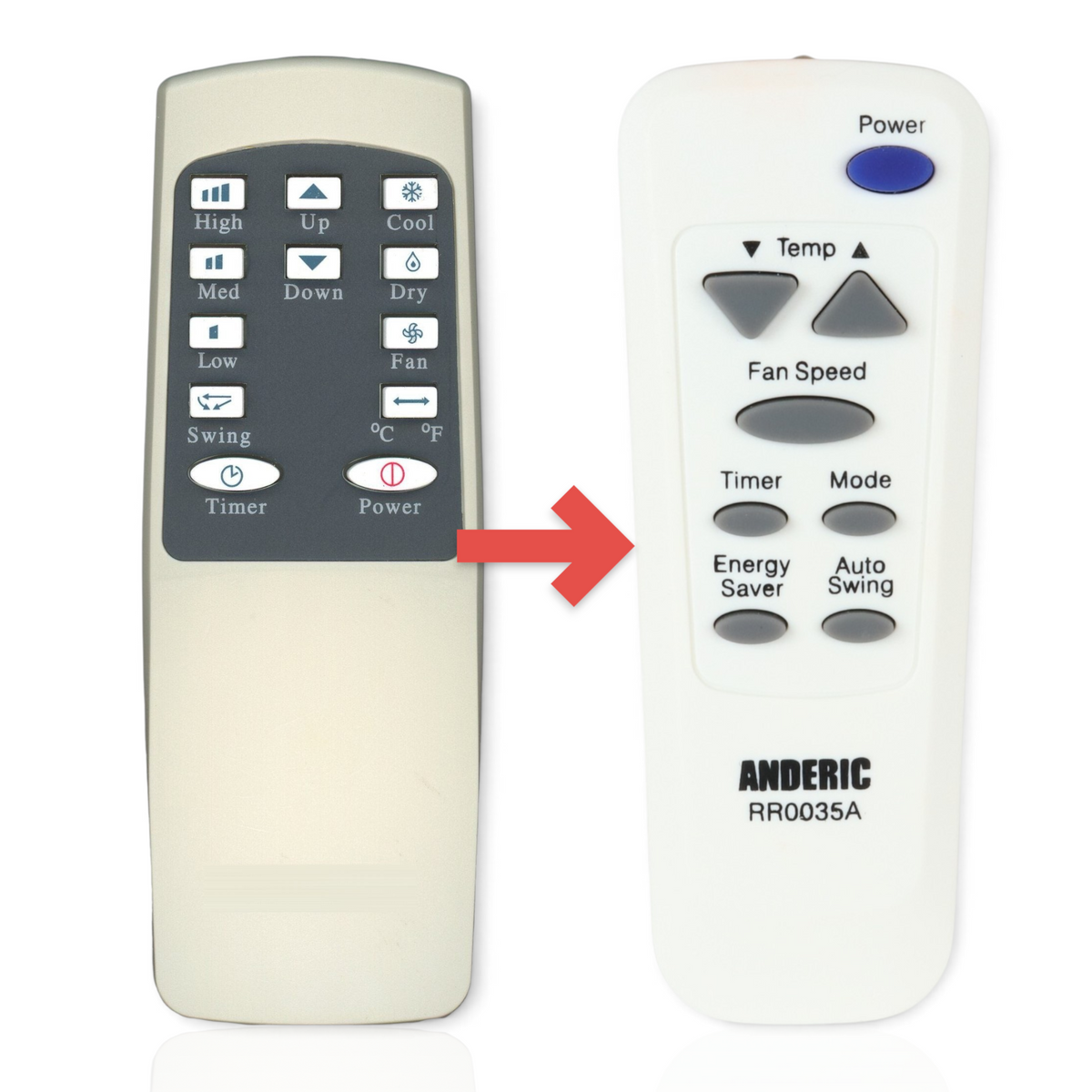 Anderic Substitute for GoldStar AKB55646702 Air Conditioner Remote Control [RR0035A]