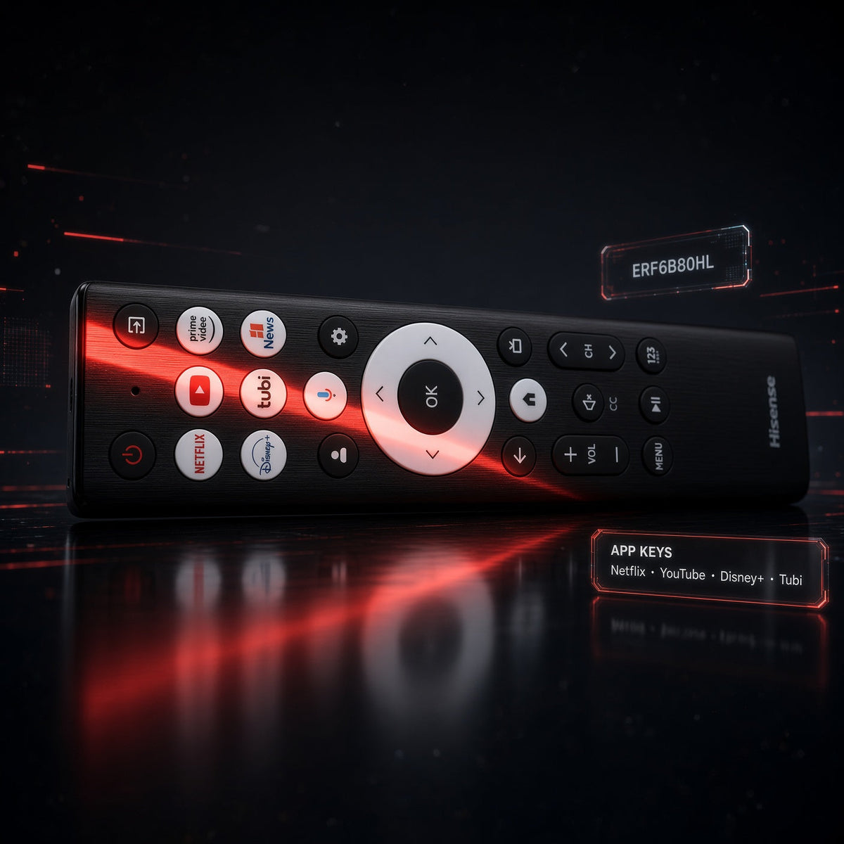 Hisense ERF6B80HL Google Voice TV Remote Control | RF585A-T1-03 | A7 Series | U8 Series - ERF6B80HL