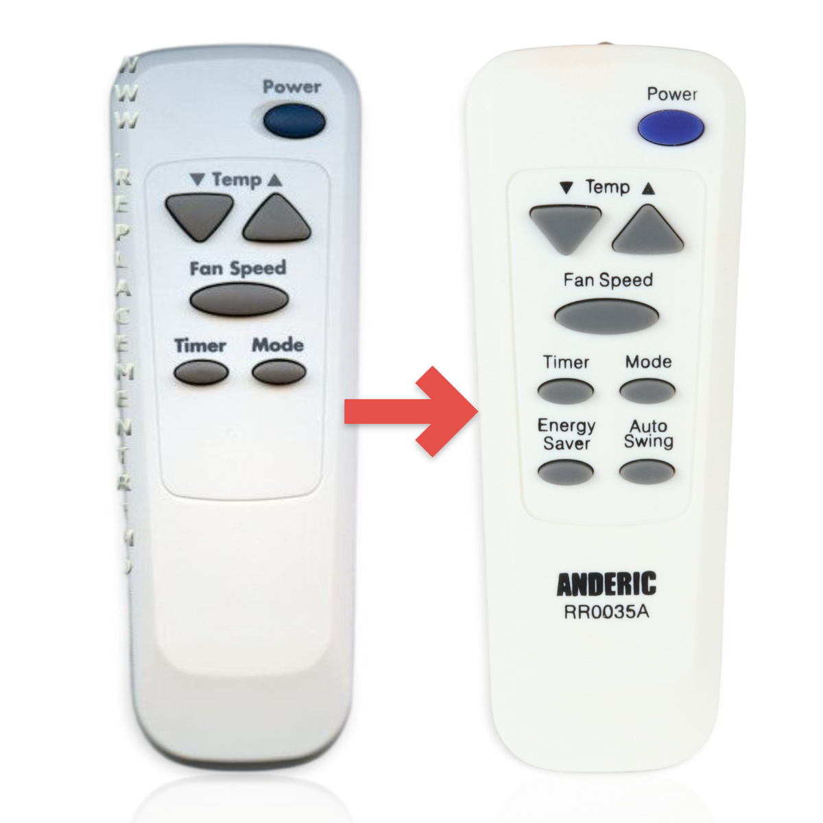 Anderic Substitute for Hampton Bay 6711A20056S Air Conditioner Remote Control [RR0035A]