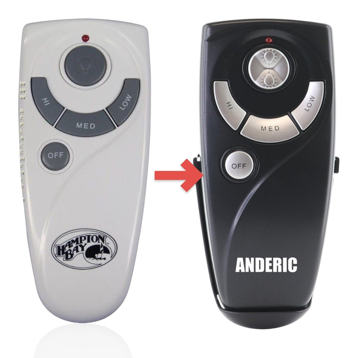 Anderic Substitute for Hampton Bay 70830 Ceiling Fan Remote Control [RR7083TUDL]