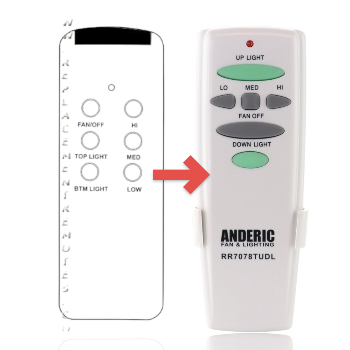 Anderic Substitute for Harbor Breeze HAR001 Ceiling Fan Remote Control [RR7078TUDL]