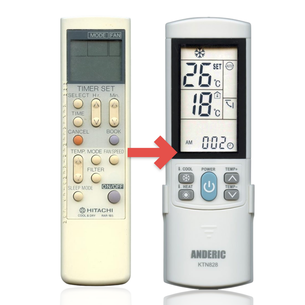 Anderic Substitute for Hitachi RAR1B5 Air Conditioner Remote Control [KTN828]
