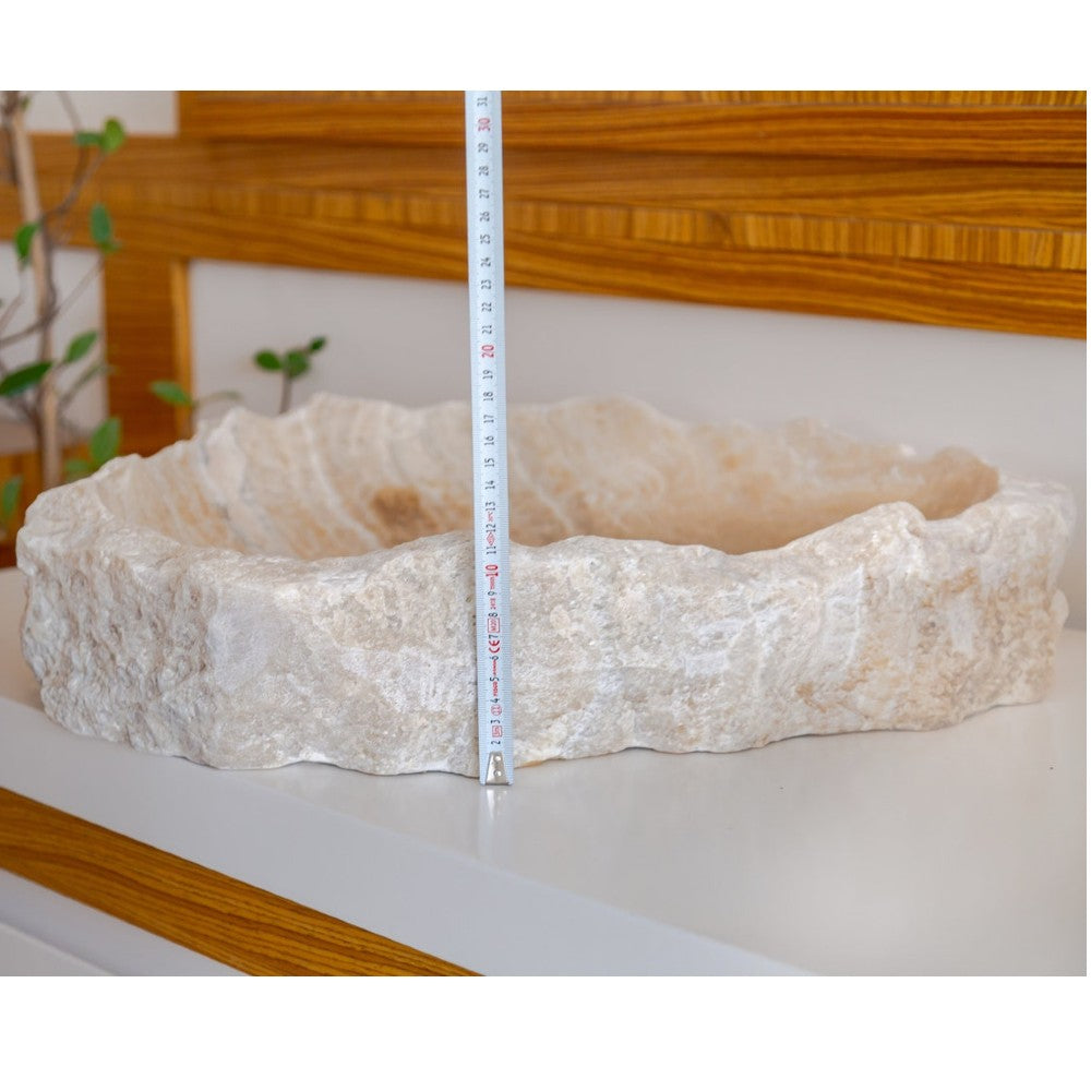 Handcrafted Honey Onyx Translucent Premium Natural Stone Vessel Sink 19x19x5 Inch