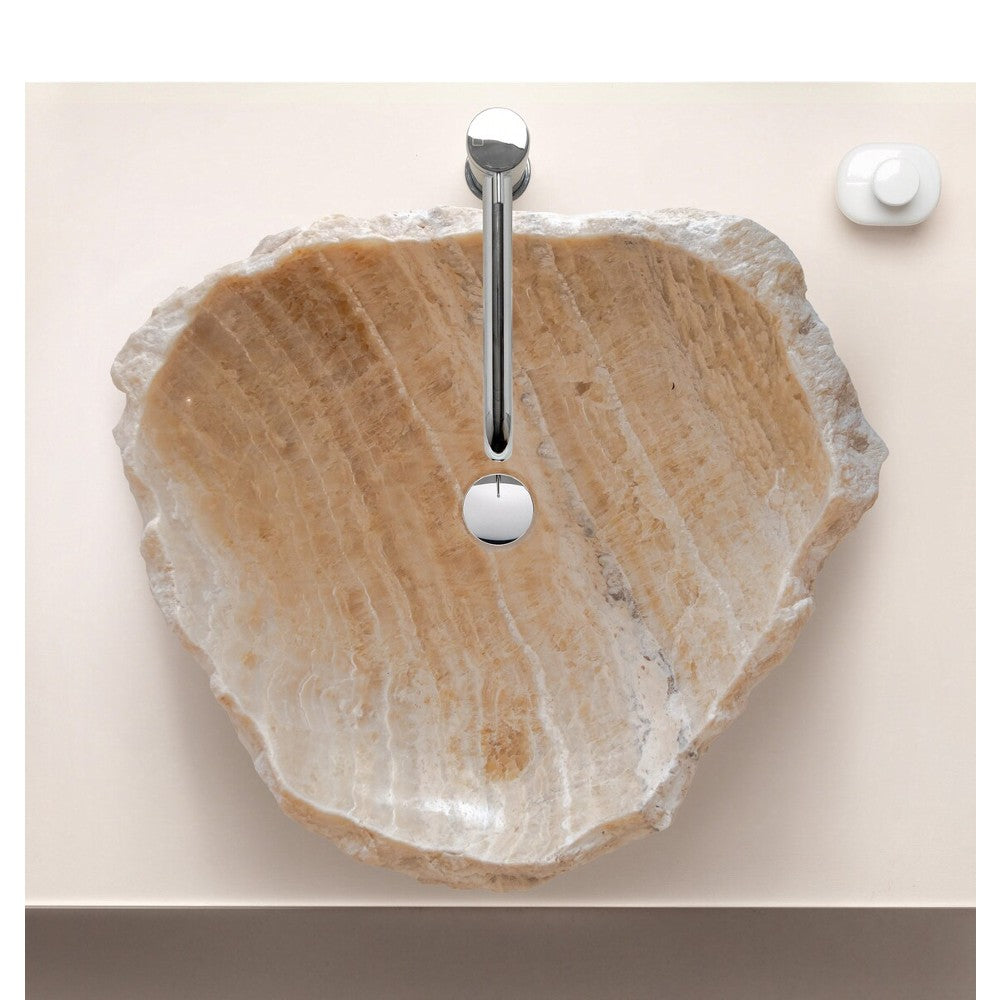 Handcrafted Honey Onyx Translucent Premium Natural Stone Vessel Sink 19x19x5 Inch