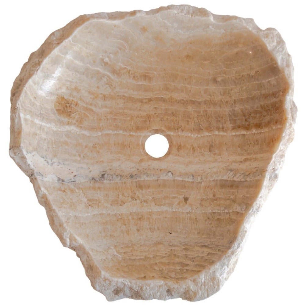 Handcrafted Honey Onyx Translucent Premium Natural Stone Vessel Sink 19x19x5 Inch