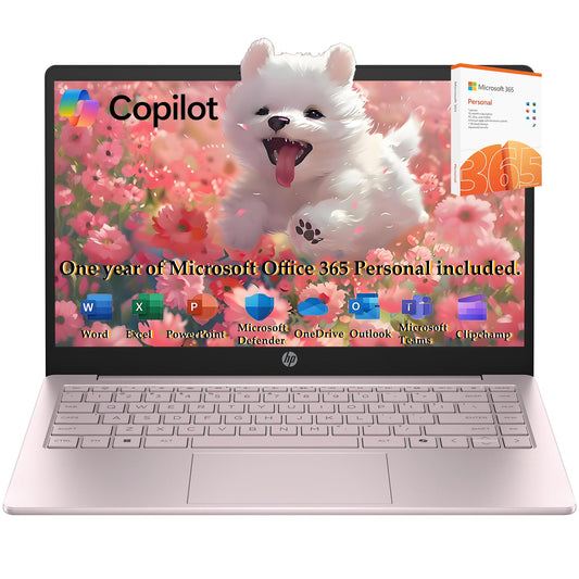 HP Laptop 2026 Edition with Copilot AI, 32GB RAM, 1TB SSD + 128GB UFS, Intel Processor, Long Battery Life, Lightweight, 1 Year Office 365, Windows 11 Home S for Students & Office, Type-C HUB, Pink