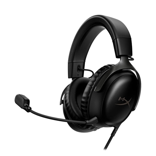 HyperX Cloud III – Wired Gaming Headset, PC, PS5, Xbox Series X|S, Angled 53mm Drivers, DTS Spatial Audio, Memory Foam, Durable Frame, Ultra-Clear 10mm Mic, USB-C, USB-A, 3.5mm – Black/Red