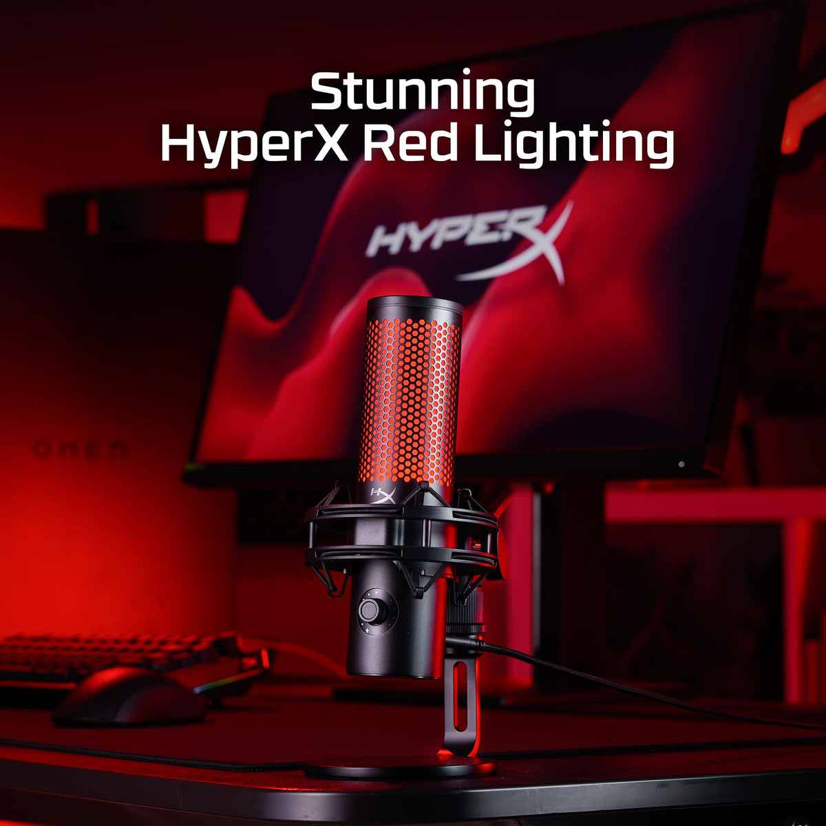 HyperX QuadCast 2 – USB Microphone for Gaming, Streaming and Podcasting, with On-Board Controls, LED Lighting, Removable Shock Mount, PC, Mac, PS5, PS4, USB-C - Black