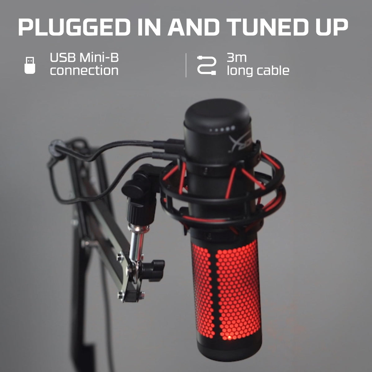 HyperX QuadCast 2 – USB Microphone for Gaming, Streaming and Podcasting, with On-Board Controls, LED Lighting, Removable Shock Mount, PC, Mac, PS5, PS4, USB-C - Black