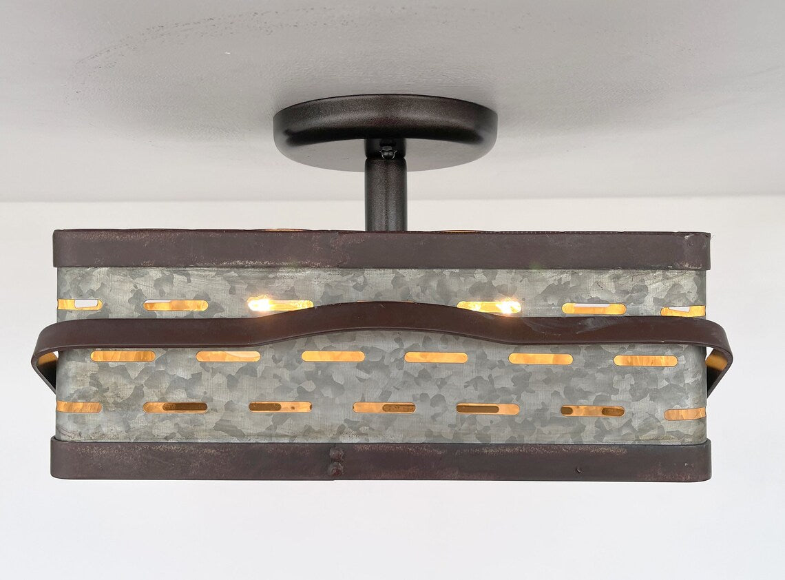 REDIRECT!!!!   Rectangular Rustic Galvanized Ceiling Light Fixture