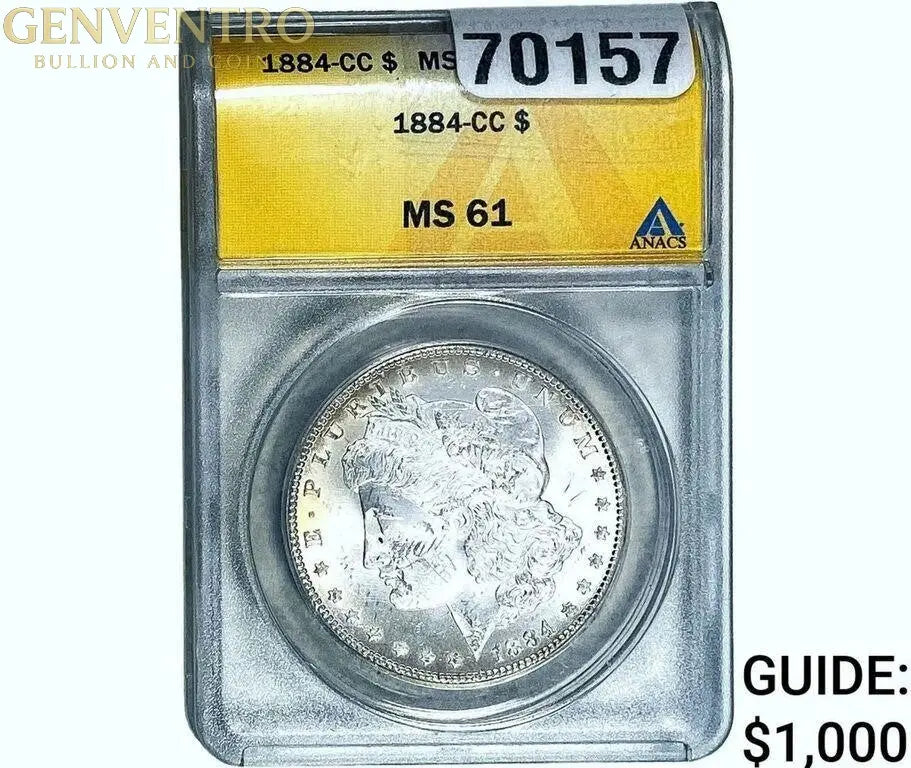 1884-CC Morgan Silver Dollar ANACS MS61 #365