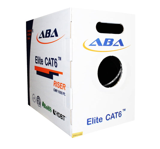 Infinity Cable CAT6 CMR Riser 23AWG UTP, 1000 Feet, 550MHz Solid 100% Pure Copper, UL Certified, Easy to Pull (Reelex II) Box, Gray