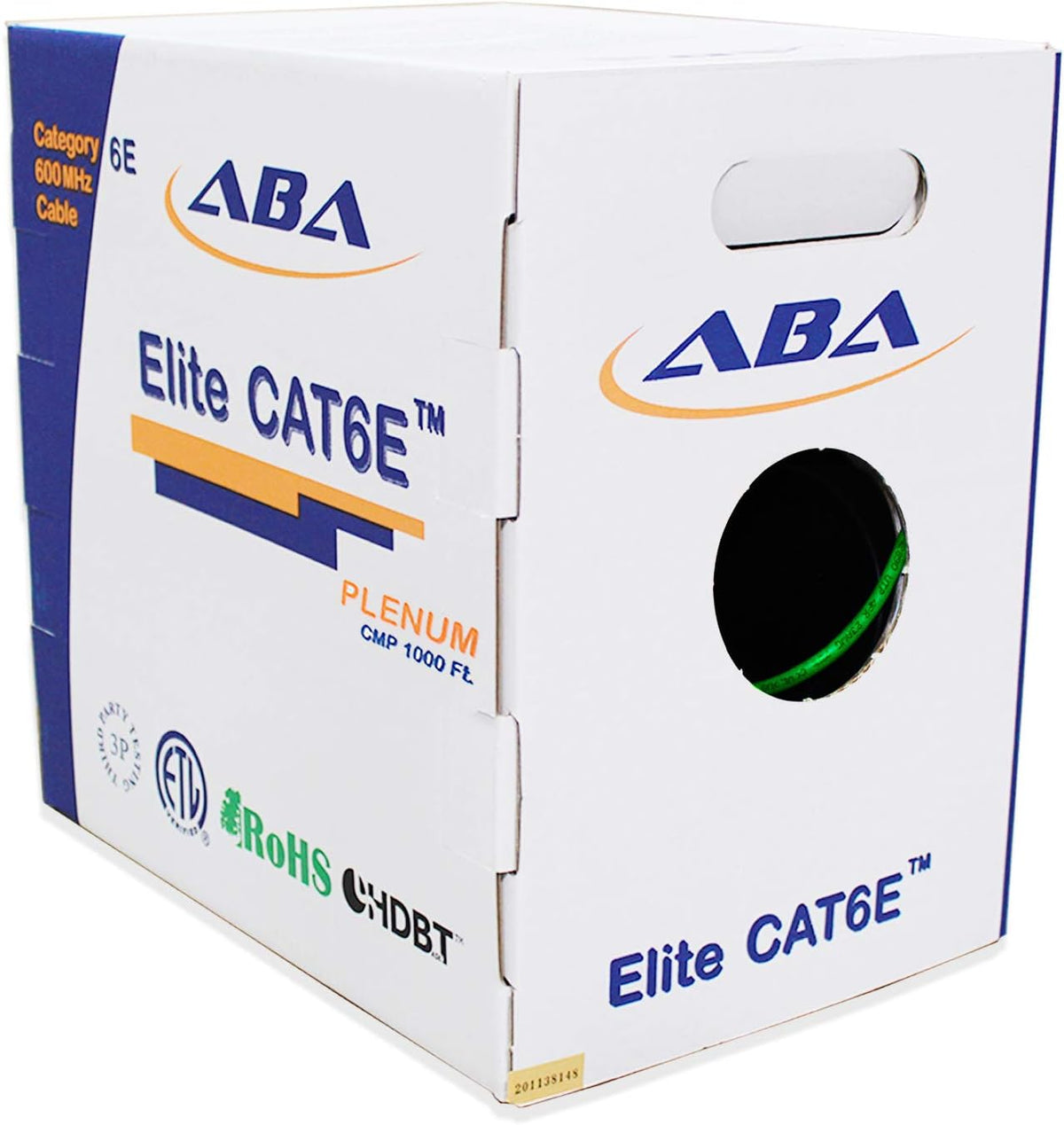 Infinity Cable Cat6e Plenum 600MHz CMP 23AWG UTP Solid 100% Pure Copper, 1000 Feet, Easy to Pull (Reelex II) Box, Green