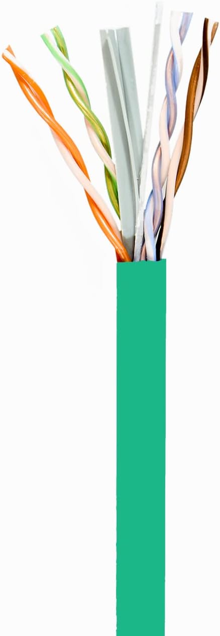 Infinity Cable Cat6e Plenum 600MHz CMP 23AWG UTP Solid 100% Pure Copper, 1000 Feet, Easy to Pull (Reelex II) Box, Green
