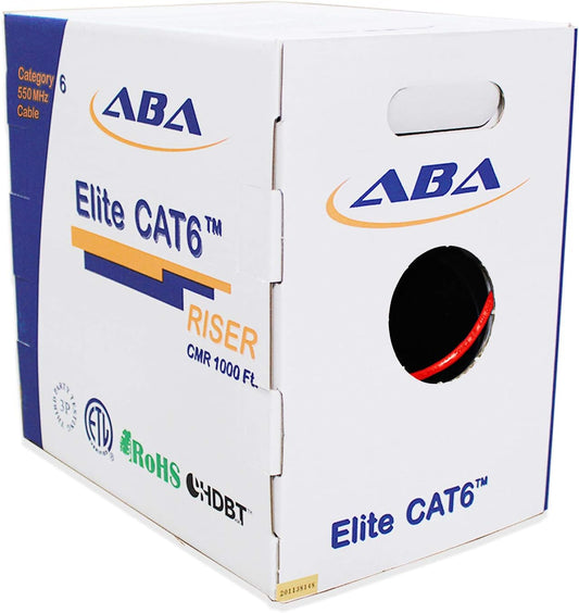 Infinity Cable Products Cat6 Riser (CMR) Ethernet Cable 1000ft Red 23AWG UTP 550MHz UL Certified Easy Pull Reelex II Box