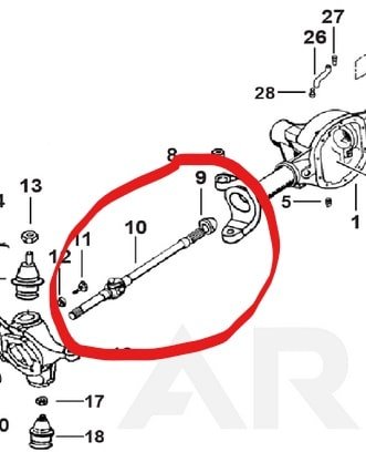 Inner Front Axle Shaft - RH side