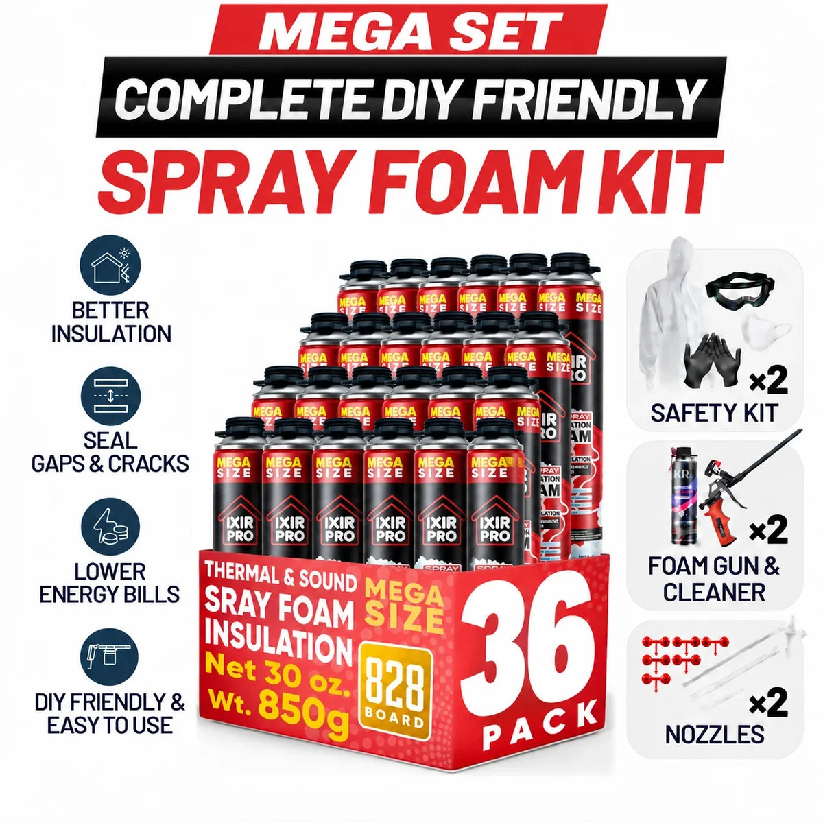Complete DIY Closed - Cell Spray Foam Insulation Kit - Ixirpro