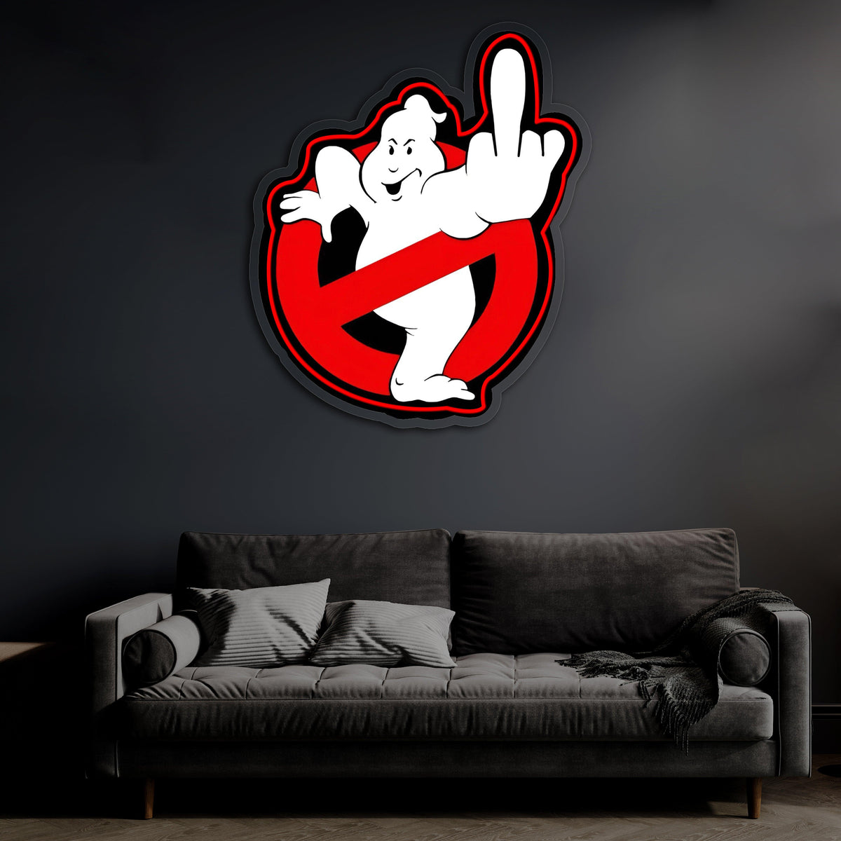 Neon Wall Art Sign Ghostbusters - Handcrafted LED UV Print Clear Acrylic Light
