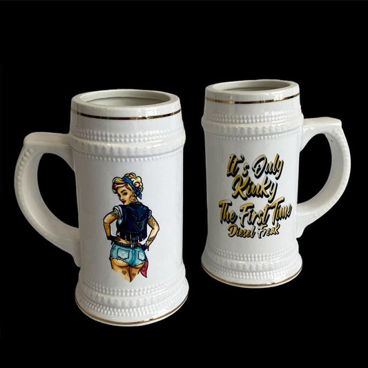 18 oz. Kinky beer stein with gold rim