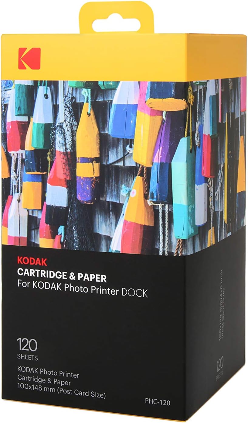 KODAK Dock Plus & Dock Photo Printer Cartridge PHC-120 – Cartridge Refill & Photo Paper- 120 Pack