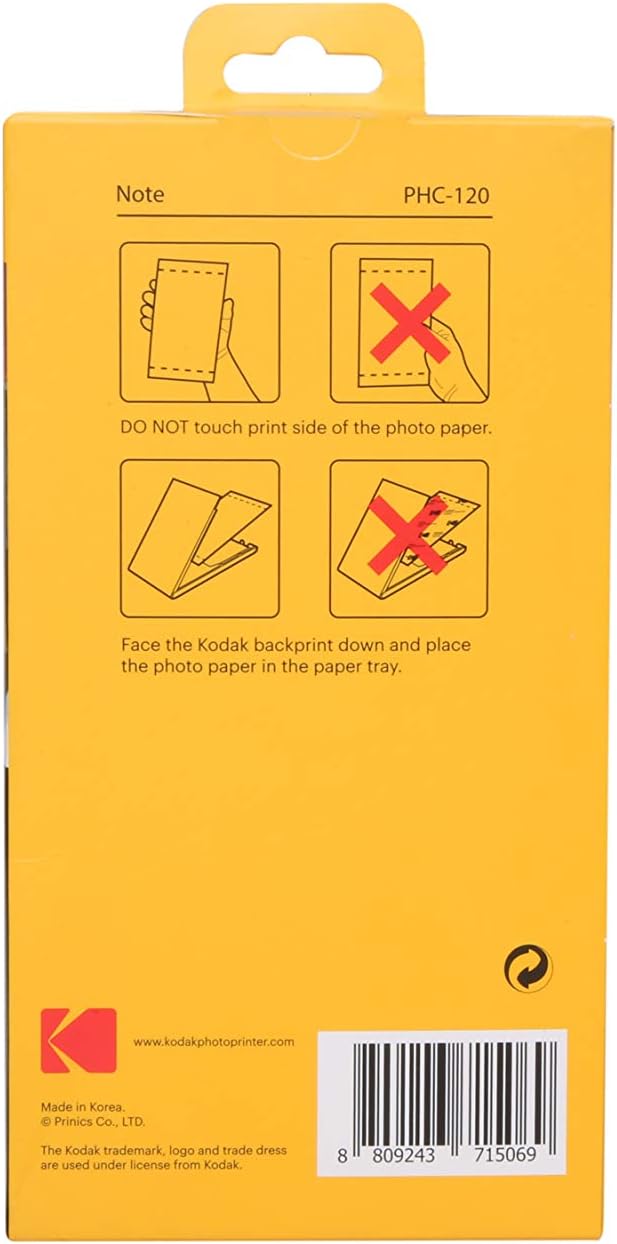 KODAK Dock Plus & Dock Photo Printer Cartridge PHC-120 – Cartridge Refill & Photo Paper- 120 Pack